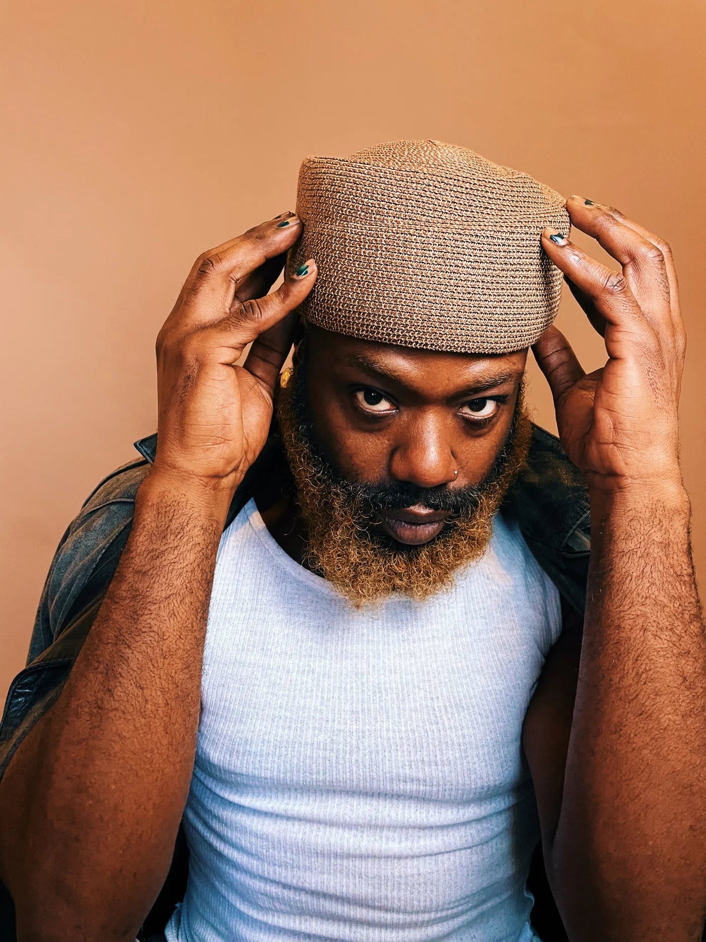 The Sable Collective Beige Straw Pillbox Hat