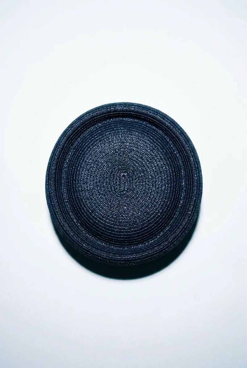 The Sable Collective Black Straw Pillbox Hat